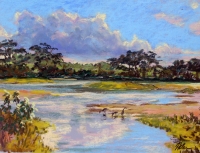 Nene at the Bird sanctuary, plein air painting by Kauai artist Helen Turner