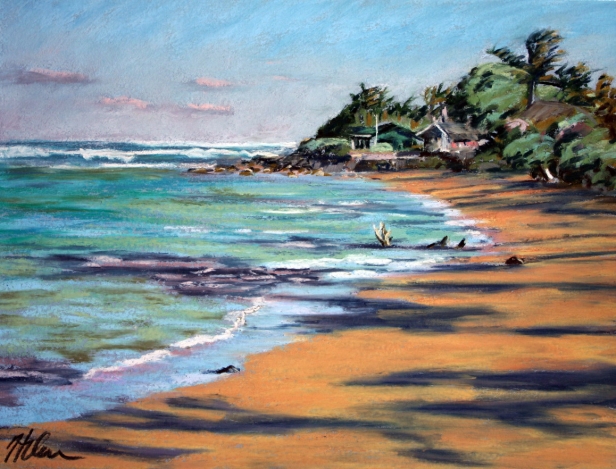 Aliomanu Winter Afternoon, Pastel artwork by Kauai artist Helen Turner