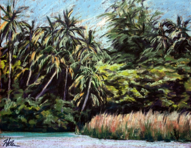 Anahola River, Pastel artwork by Kauai artist Helen Turner