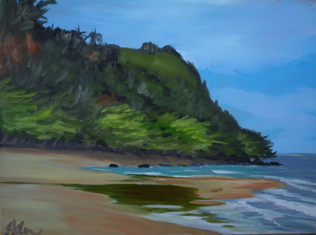 Anini River plein air, Pastel artwork by Kauai artist Helen Turner
