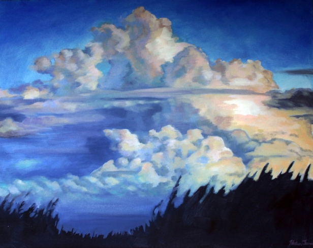 Building with Clouds, Oil artwork by Kauai artist Helen Turner