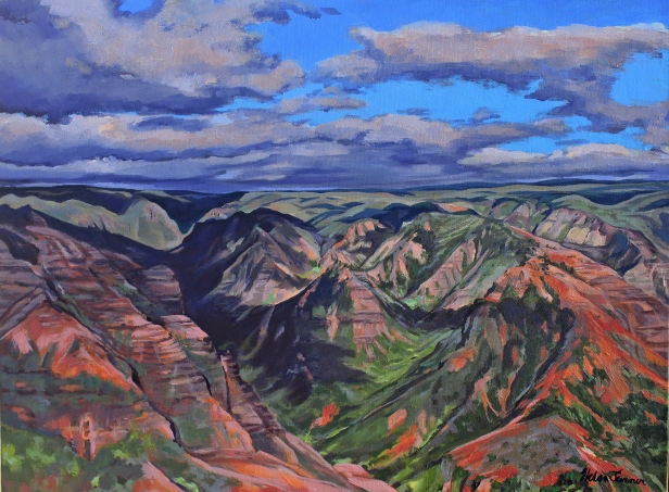 Canyon Cloud Shadows, Oil artwork by Kauai artist Helen Turner