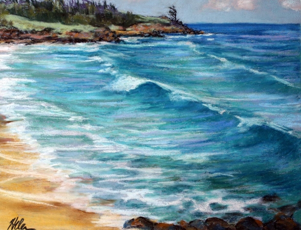 Donkey Beach, Pastel artwork by Kauai artist Helen Turner