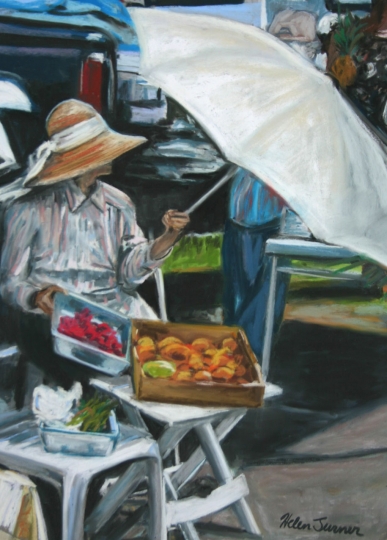 Farmer's Market, Pastel artwork by Kauai artist Helen Turner