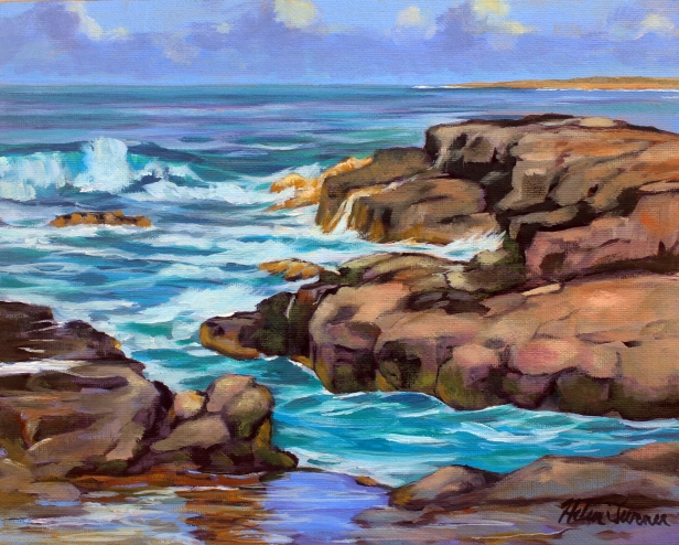 Glass Beach Tide pools, Oil artwork by Kauai artist Helen Turner