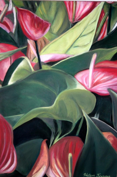 Hearts and Flowers, Pastel artwork by Kauai artist Helen Turner