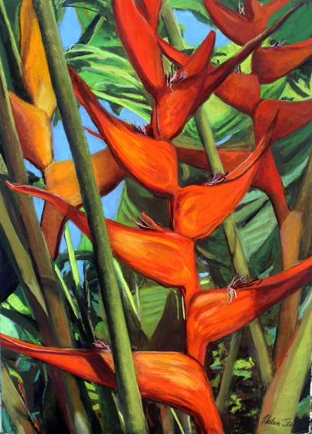 Heliconia, Pastel artwork by Kauai artist Helen Turner
