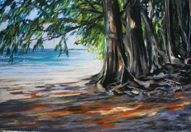 Ironwood Beach, Pastel artwork by Kauai artist Helen Turner