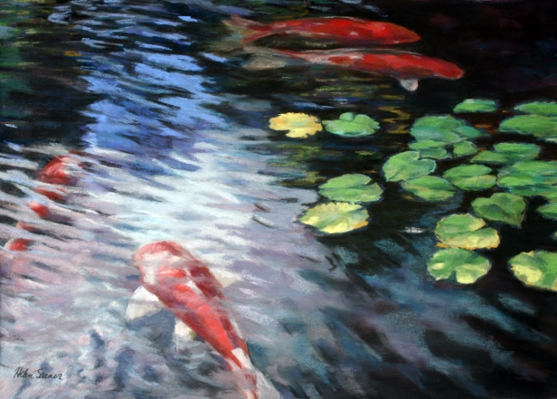 Joy of Koi, Pastel artwork by Kauai artist Helen Turner