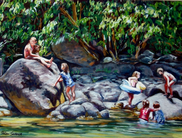 Kalihiwai Keiki, Pastel artwork by Kauai artist Helen Turner