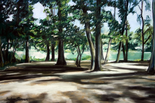 Kalihiwai Trees, Pastel artwork by Kauai artist Helen Turner