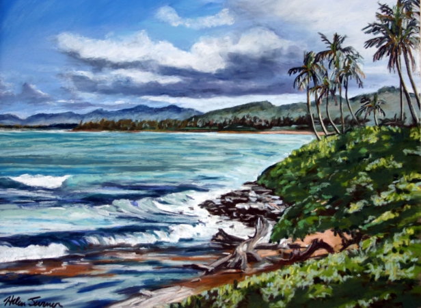 Kapaa Sands, Pastel artwork by Kauai artist Helen Turner
