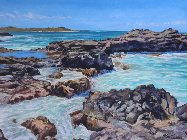 Kaumakani Coast, Pastel artwork by Kauai artist Helen Turner