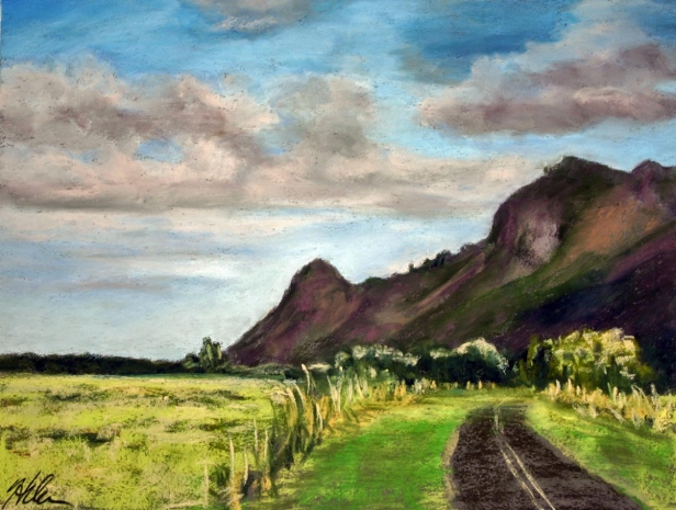 Kipu Rd, late afternoon, Pastel artwork by Kauai artist Helen Turner