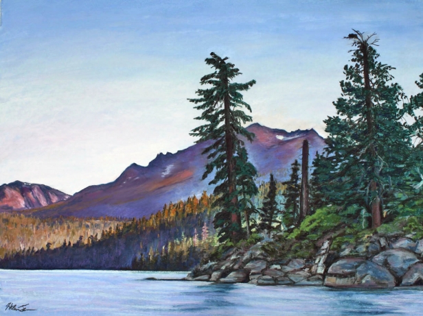 Last Light on Mt Tallac, Pastel artwork by Kauai artist Helen Turner