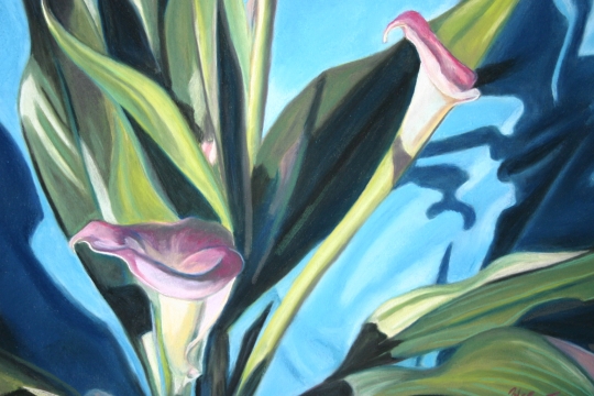 Lavendar Callas, pastel artwork by Kauai artist Helen Turner