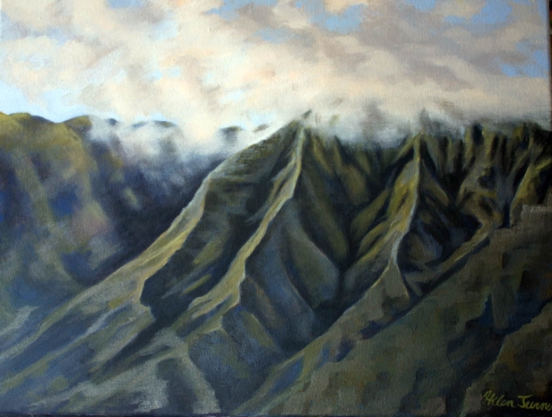 Mountain detail, Oil artwork by Kauai artist Helen Turner