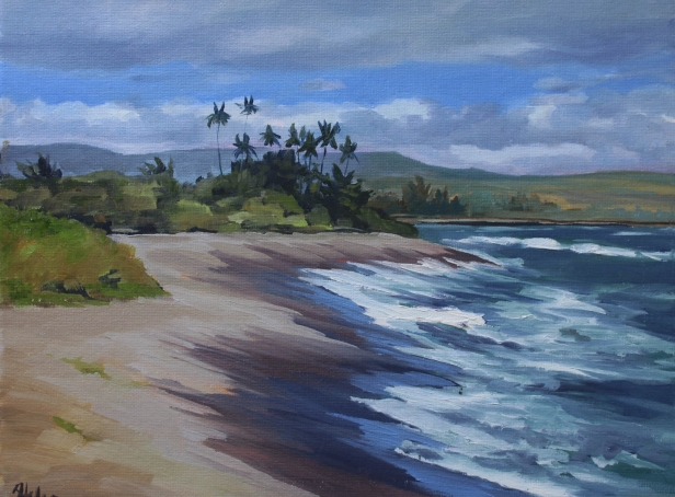 Palms from a distance, Oil artwork by Kauai artist Helen Turner