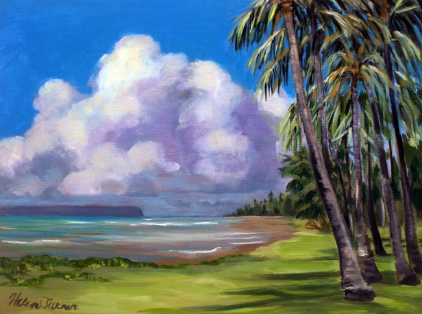 Plantation Beach, Oil artwork by Kauai artist Helen Turner
