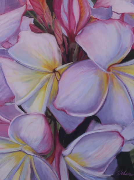 Plumerias in summer, Pastel artwork by Kauai artist Helen Turner