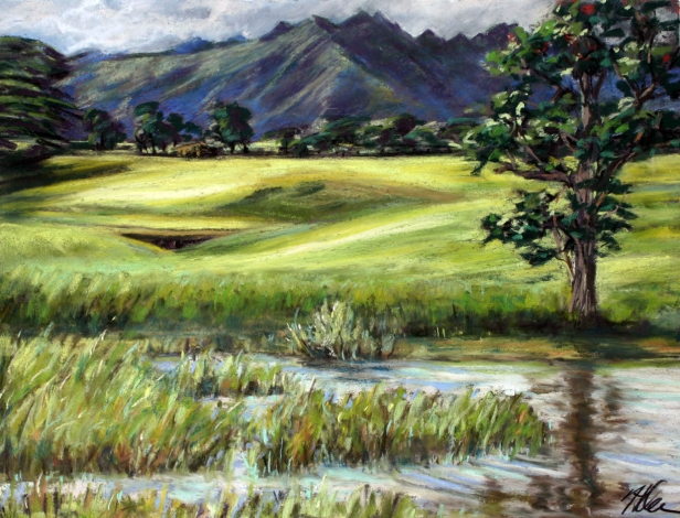 Roadside Attraction, Pastel artwork by Kauai artist Helen Turner