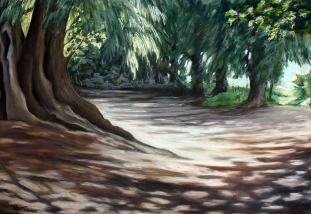 Shadows at Lumahai, pastel artwork by Kauai artist Helen Turner