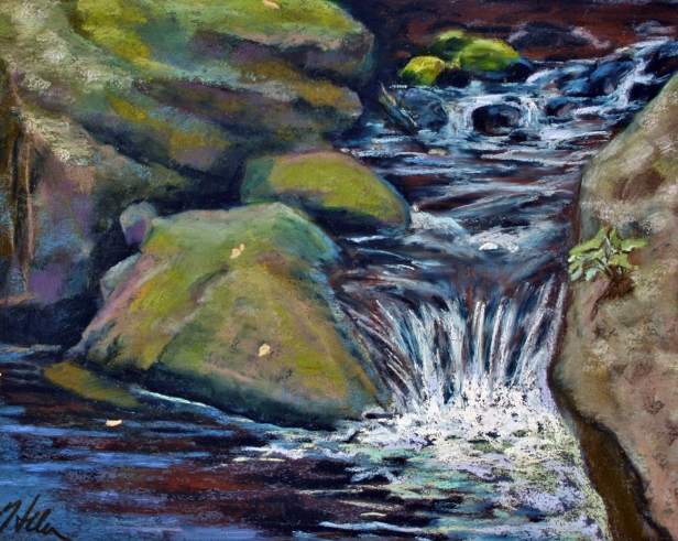Small Falls, Pastel artwork by Kauai artist Helen Turner