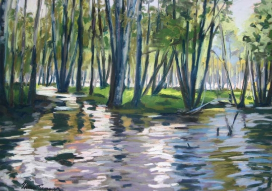 Spring Floods, Pastel artwork by Kauai artist Helen Turner