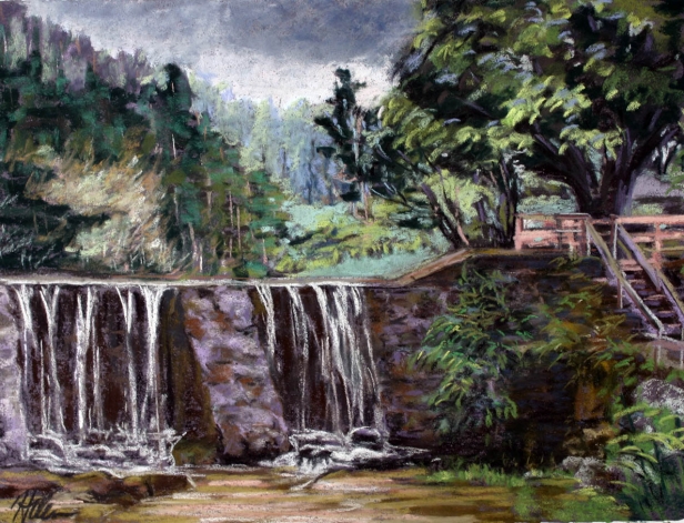 Stone Dam, Pastel artwork by Kauai artist Helen Turner