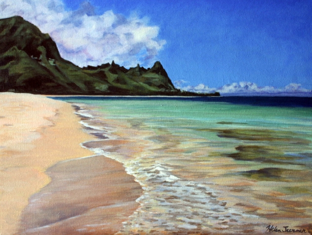 Sun and Sand, north, Pastel artwork by Kauai artist Helen Turner