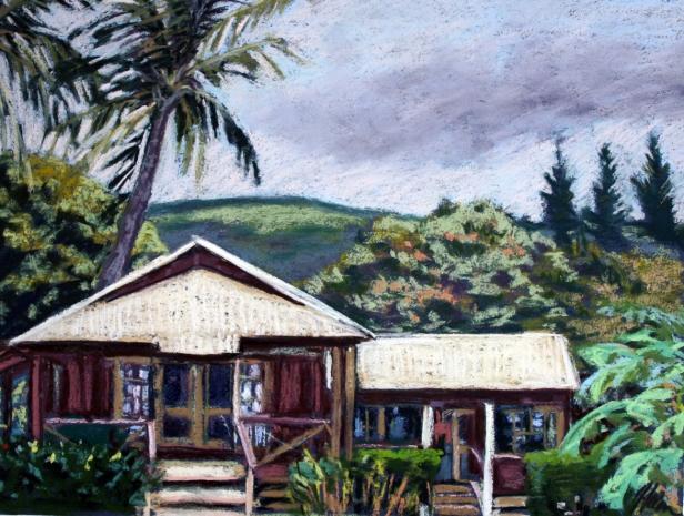 Sunday Cottages, Pastel artwork by Kauai artist Helen Turner