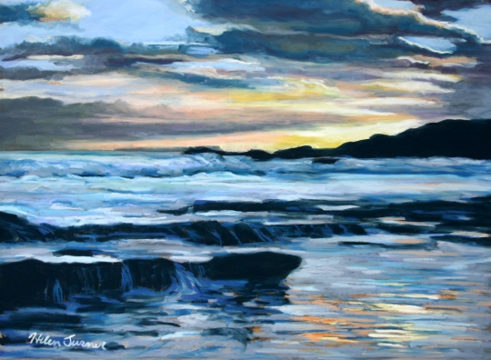 Sunset at Salt Pond, Pastel artwork by Kauai artist Helen Turner