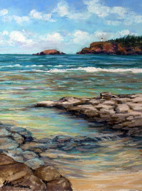 View from the Tide Pool, Pastel artwork by Kauai artist Helen Turner