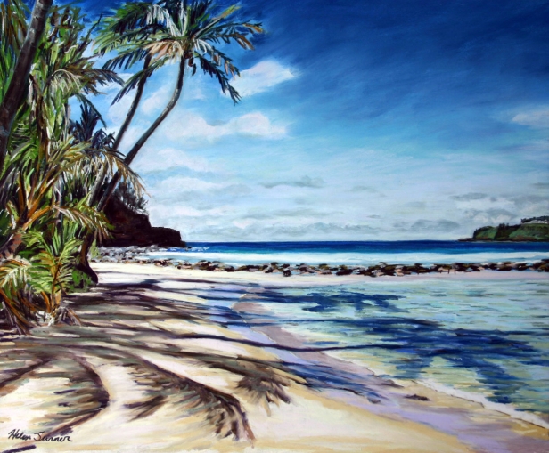 Waicoco's Beach, Pastel artwork by Kauai artist Helen Turner