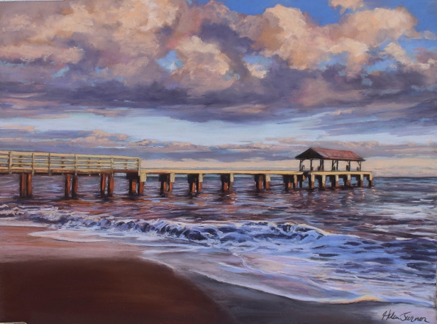 Waimea Pier, Pastel artwork by Kauai artist Helen Turner