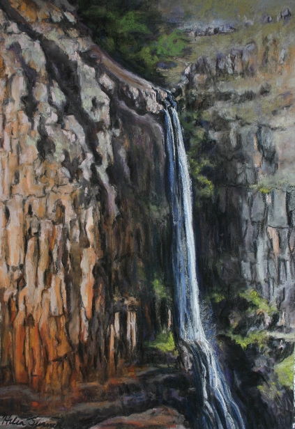 Waipoo Falls, Pastel artwork by Kauai artist Helen Turner