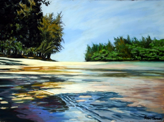 Where the River Meets the Sea, Pastel artwork by Kauai artist Helen Turner