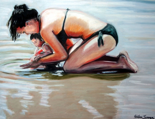 Young Mother and Child, Pastel artwork by Kauai artist Helen Turner
