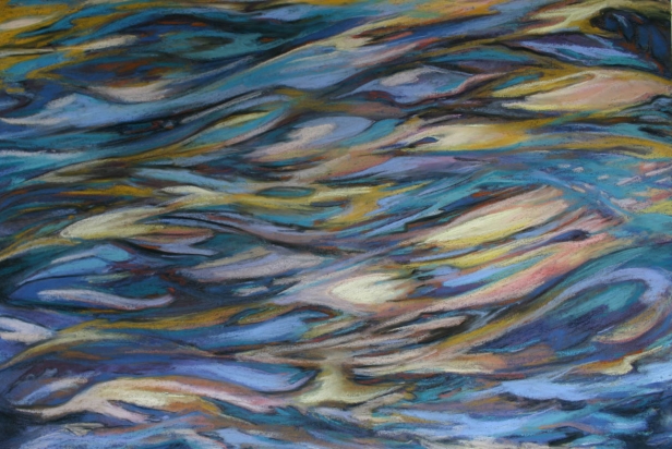 abstracting water, Pastel artwork by Kauai artist Helen Turner